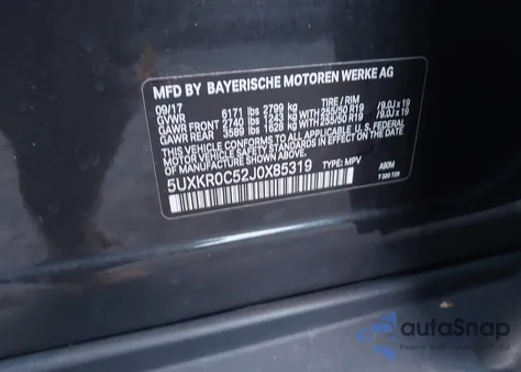 2018 BMW X5 xDrive35I z USA, uszkodzony, nr VIN 5UXKR0C52J0X85319
